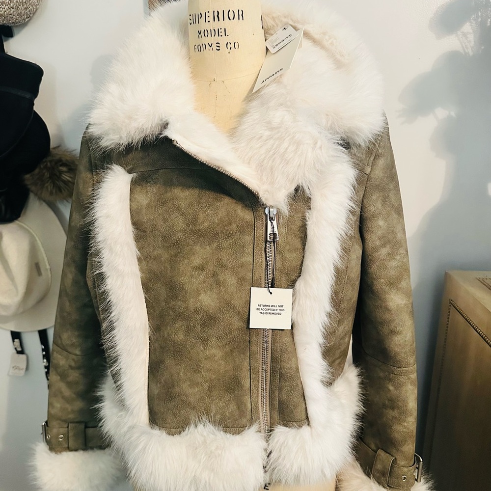 Apparis Olive Faux Fur Jacket